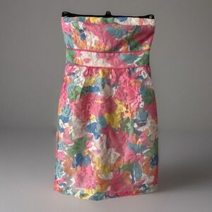 JADE by Melody‎ tam Mini Strapless Fitted Floral Print Spring Dress XS CLEARANCE